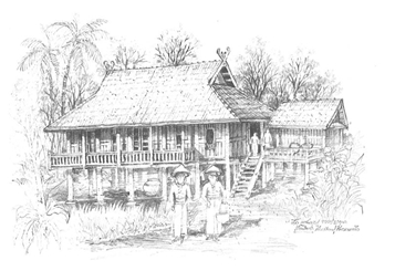 ภาพที่ 4 ภาพวาดบ้านเรือนไทดำเมืองแถง (เดียนเบียนฟู เวียดนาม).jpg